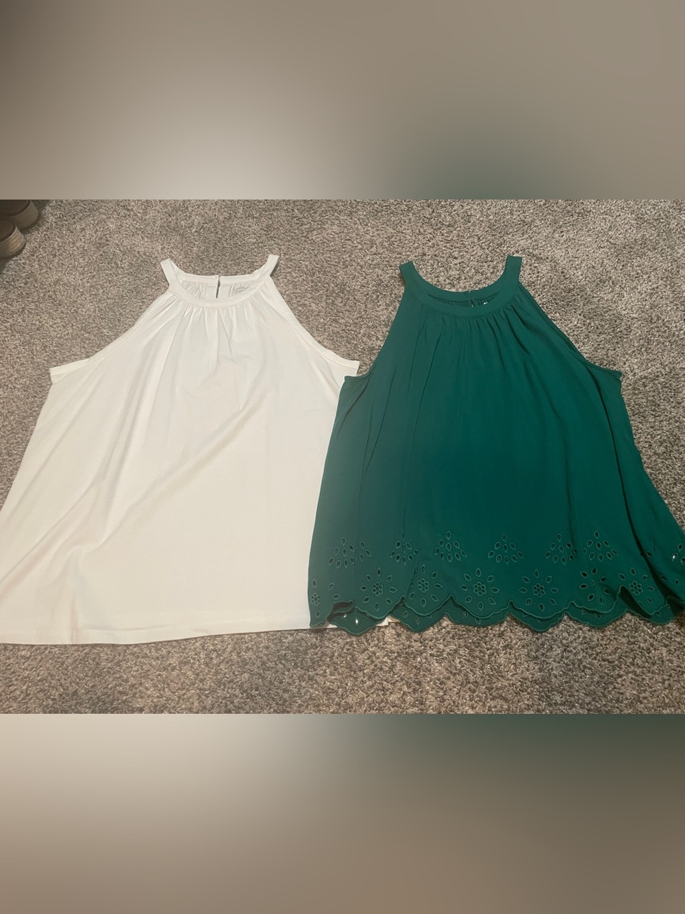Lands' End White and Emerald Green Halter Neck Tank Top set
